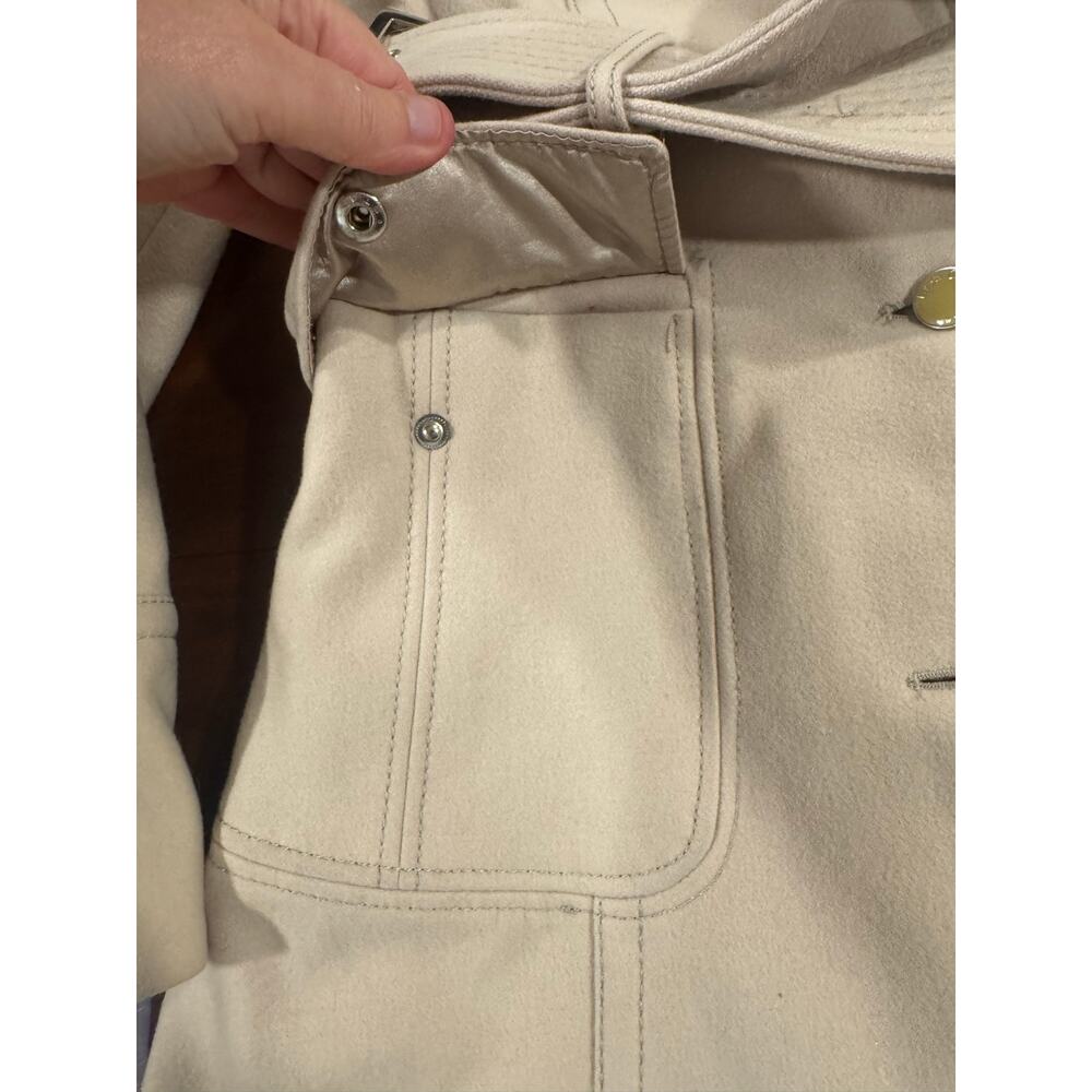 Kenneth Cole New York Wool Blend Belted Coat Women’s Size 8 Cream Peacoat - Picture 8 of 15